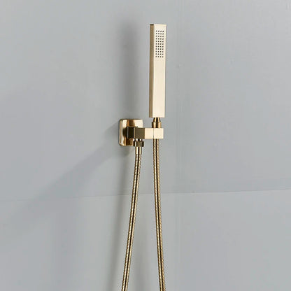 Brushed Gold Bathroom Shower Faucet Rainfall Concealed Shower