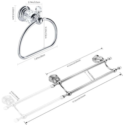 Luxury Crystal Gold Bathroom Hardware Wall Mounted Retractable