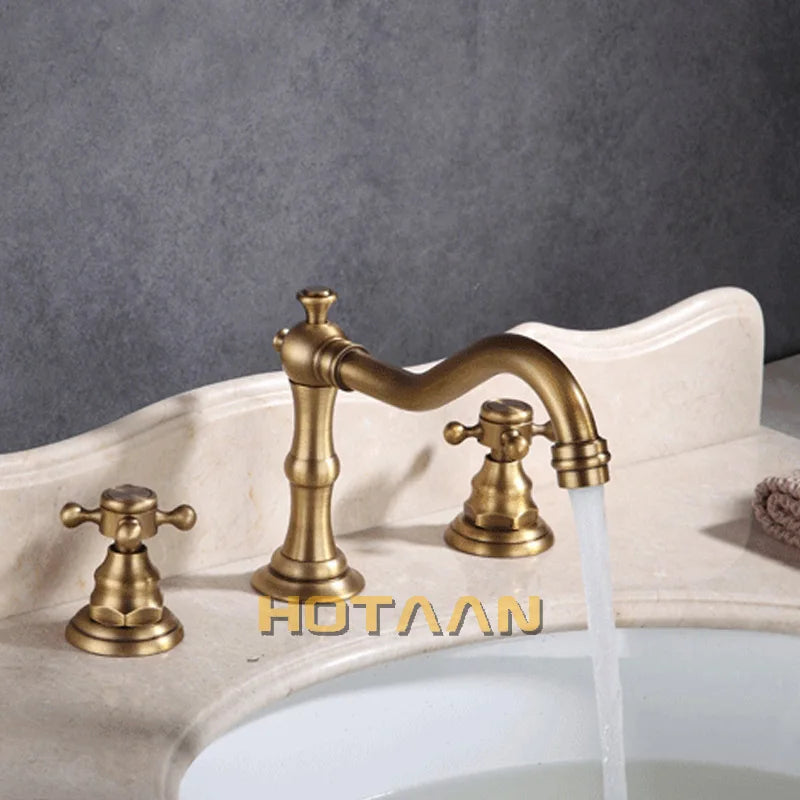 Solid Brass Bathroom Basin Mixer Tap Antique Brass