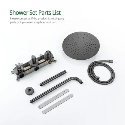 Gunmetal Shower Faucet 8-16 Wall Mounted Concealed Control