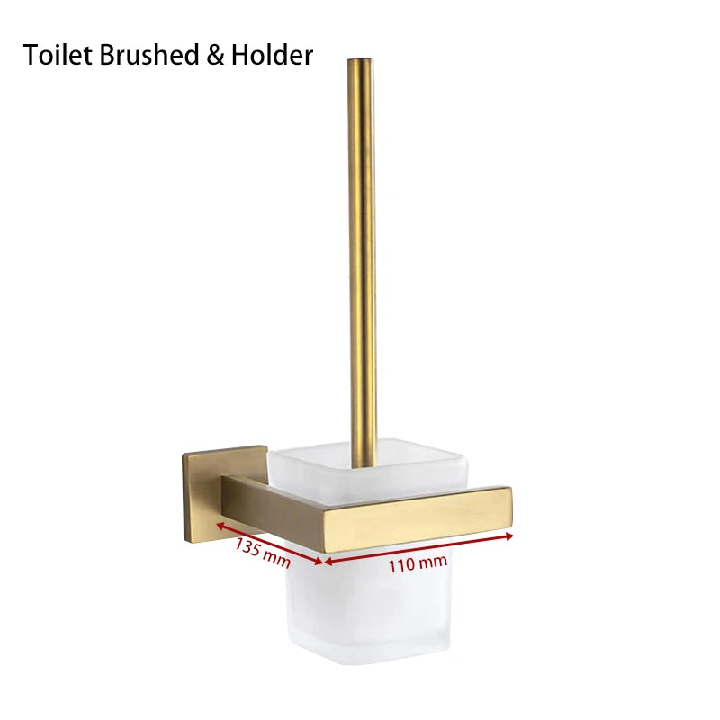 Gold Brushed Bathroom Hardware Towel Bar Rail Toilet