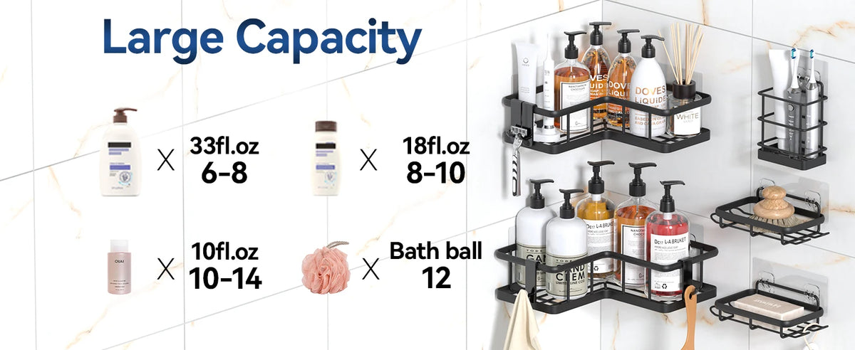 Shower Caddy Adhesive No Drill Bathroom Shower Organizers