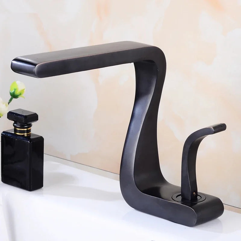 Luxury White Gold Bathroom Mixer Tap Brass Wash