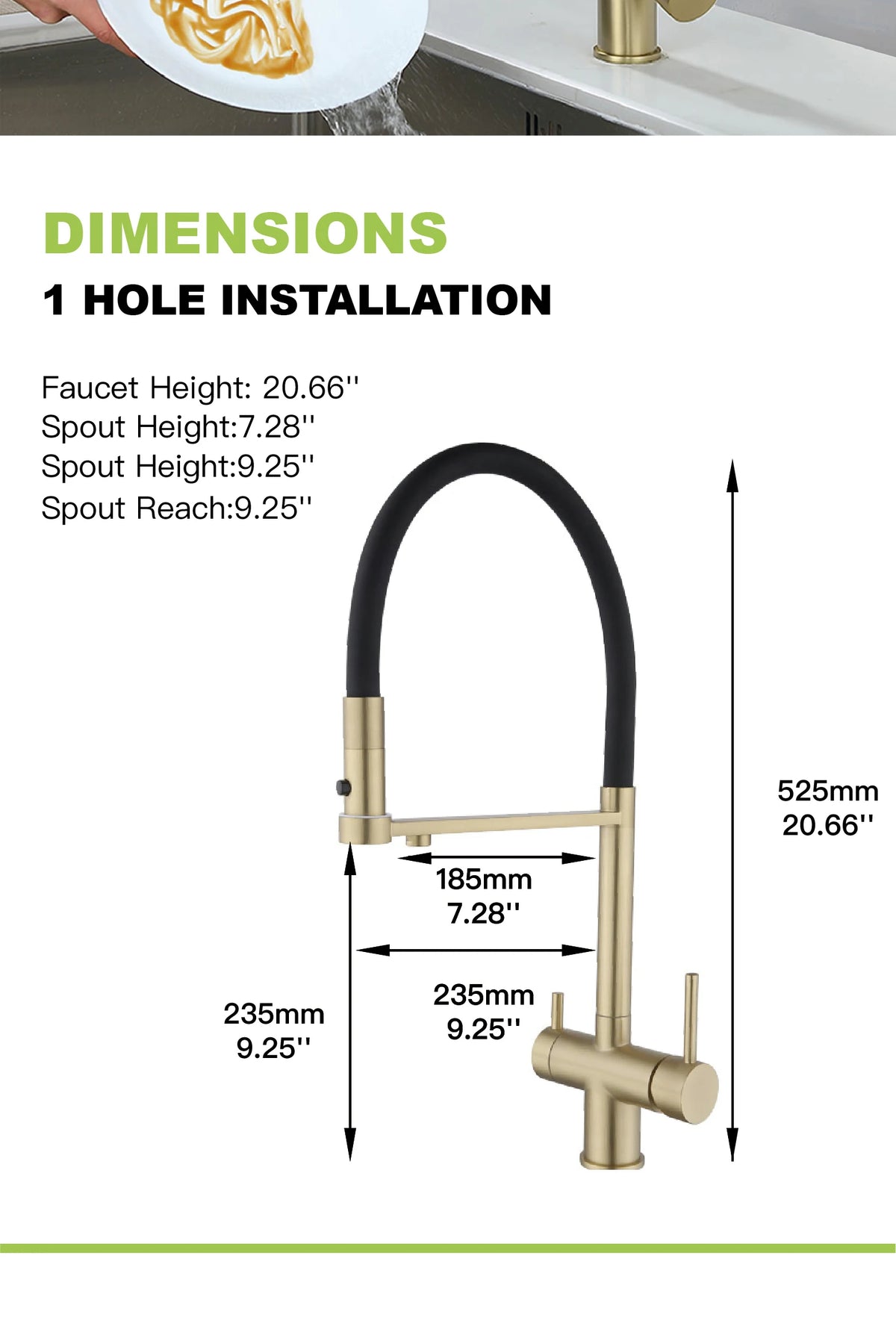 Modern Brushed Gold Brass Faucet Water Filtration Design