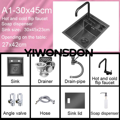 Nano Hidden Bar Sink Black Folding Faucet Mini