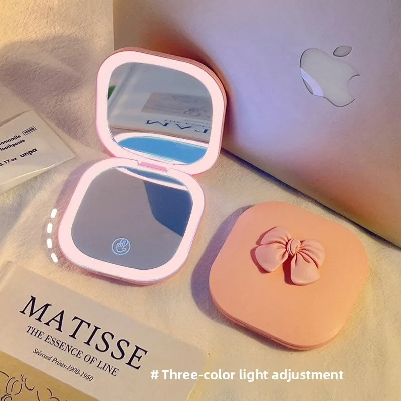 1pcs Makeup Mirror Women Handheld Led Light Folding