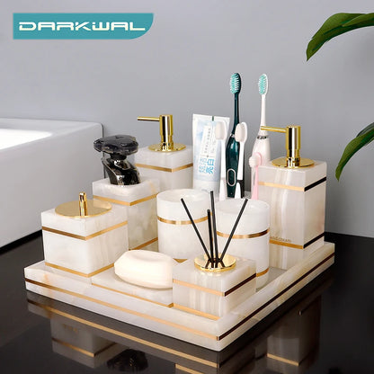 White Onyx Natural Marble Bathroom Gold Luxury Soap