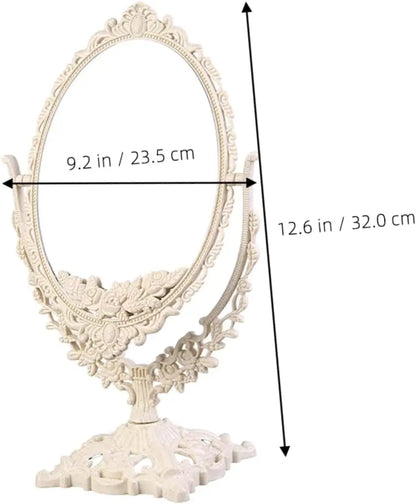 Vintage European Style Makeup Mirror Oval Shaped Cosmetic