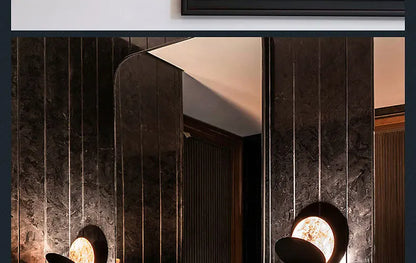 Modern Texture Designer Round Wall Lamp Rotatable Black