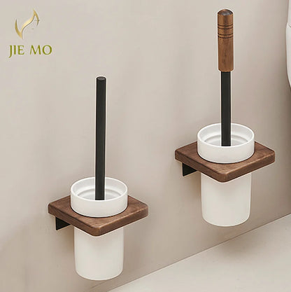 Walnut-Horse Bucket Brush Non-Dead Corner Toilet Shelf-Free