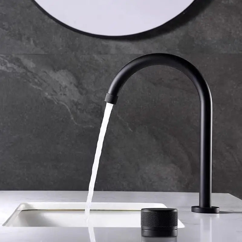 Two Holes Widerspread Brass Basin Faucet 360 Rotating