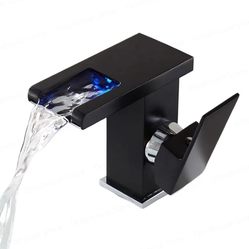 Black Bathroom Sink Faucet Hole Cold Water Mixing
