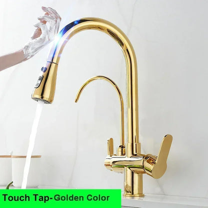 Waterfall Touch On Filter Faucets Brass Cold Pull