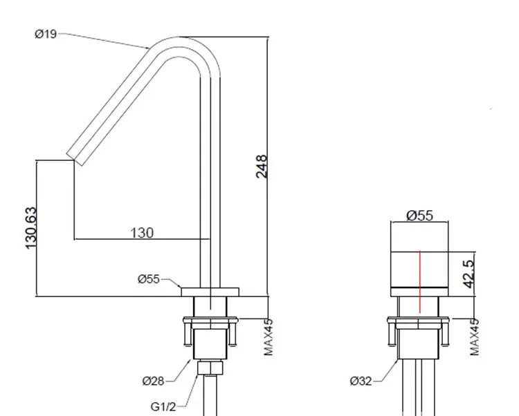 Tuqiu Black Basin Faucet Bathroom Faucet Two Holes