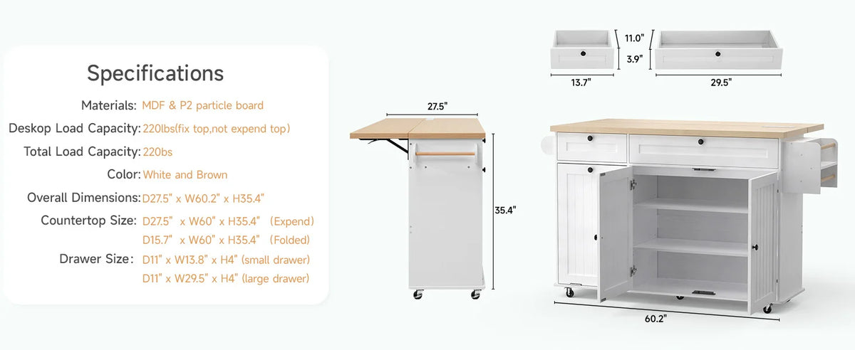 60 Mobile Islands Rolling Trolleys Island Table Drop