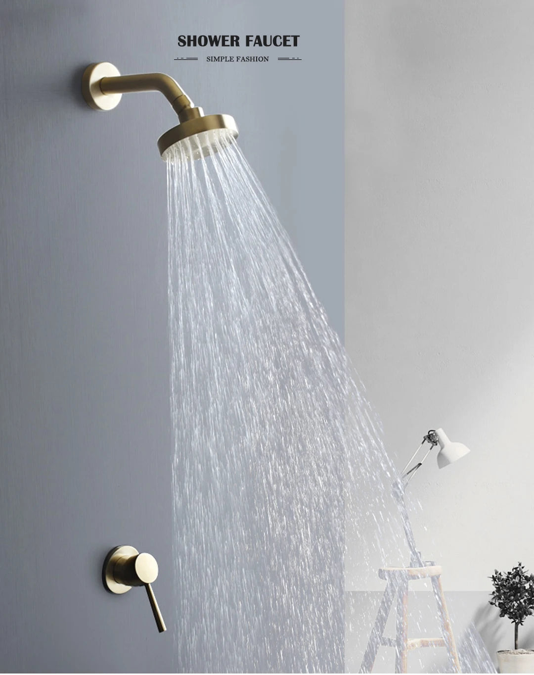 Shower Faucet System Stainless Steel Head Shower Wall