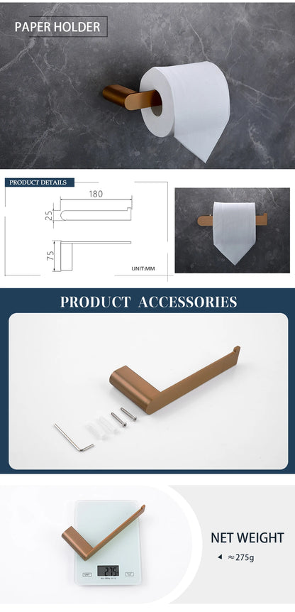 Brushed Rose Gold Wall Mount Shelf Toilet Bath