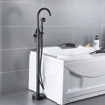 Kemaidi Antique Brass Bathtub Shower Faucet Floor Standing