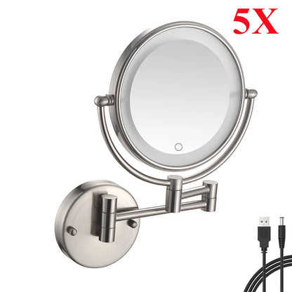 Brushed Nickel Touch Led Folding Bathroom Mirror 10x