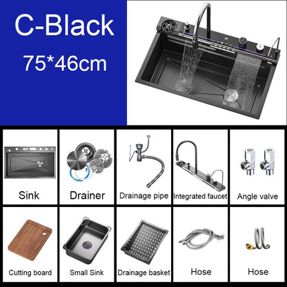 Nano Black Sink Large Slot Integrated Digital Display