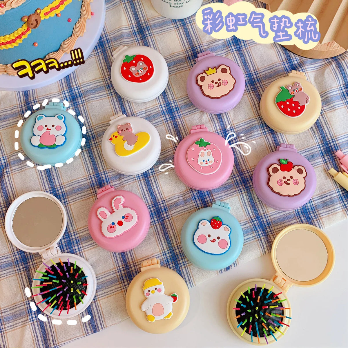 1pcs Mini Cute Folding Air Comb Mirror Compact