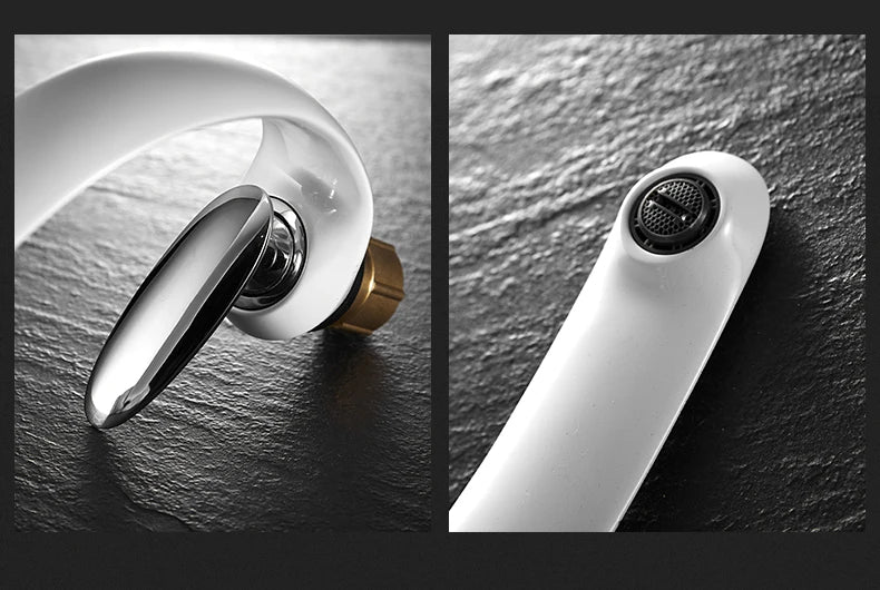 Creative Bathroom Sink Faucet Tap White Brass Wash