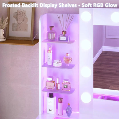 Rgb Makeup Vanity Desk Hollywood Lighted Mirror Frosted