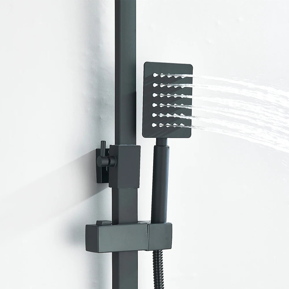Black Luxury Bathroom Shower Faucet Wall Mounted Swivel