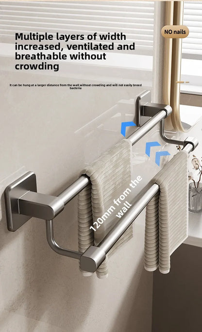 Adhesive Towel Rack 30-80cm Adjustable No Drill Bathroom