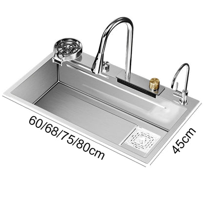 Brushed Nano Sink Waterfall Faucet Large Bowl Cup