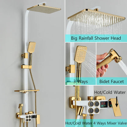 Matte Black Functions Display Screen Shower Faucet Bathroom