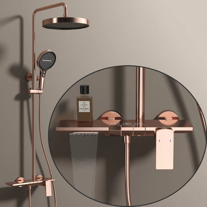 Rose Gold Piano Bathroom Shower System Solid Brass