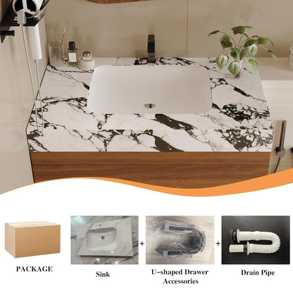 30 Modern Floating Bathroom Vanity Faux Marble Top