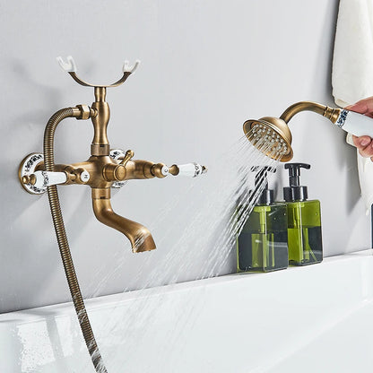 Retro Antique Brass Black Bronze Bathtub Shower Faucets
