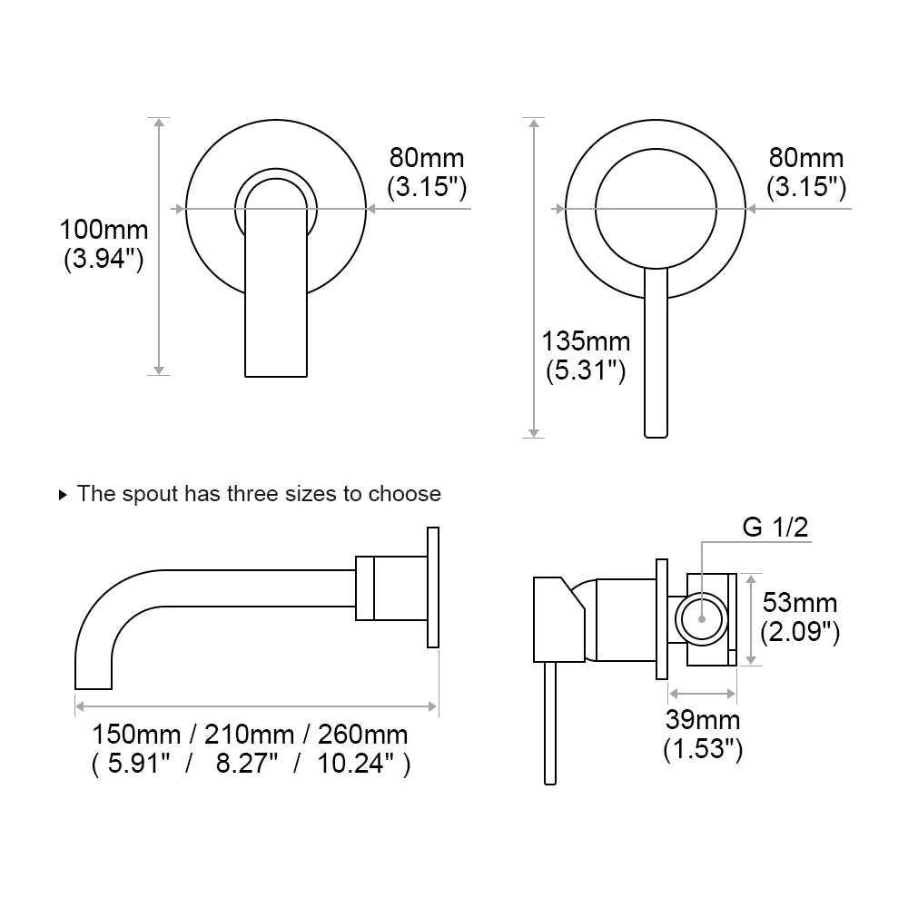 Bagnolux Ronda Stainless Steel Solid Brass Trim Taps