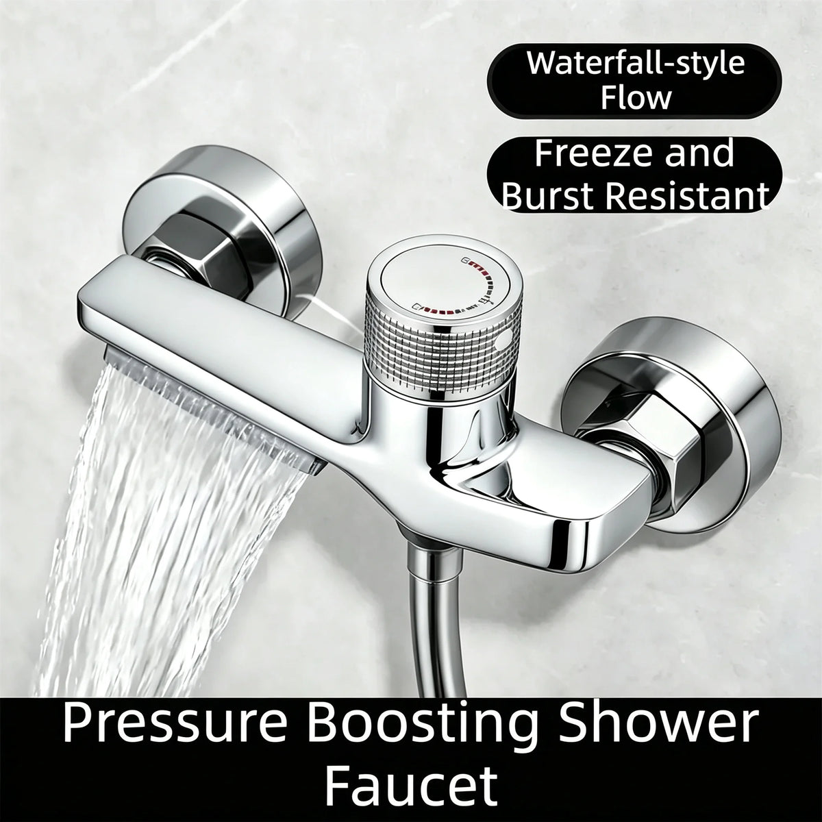 High Pressure Waterfall Shower Faucet Adjustable Temperature