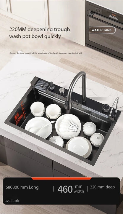 0mm Double Waterfall Sink Embossed Stainless Steel Sink