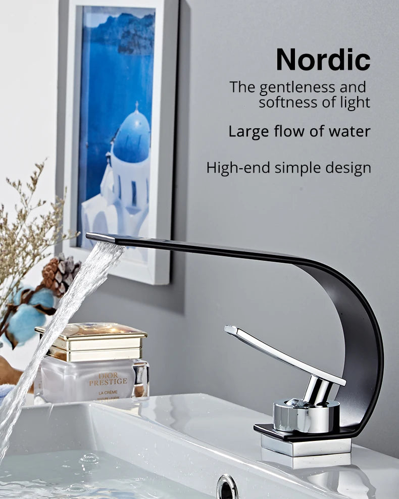 Becola Retail Deck Mount Waterfall Bathroom Basin Faucet