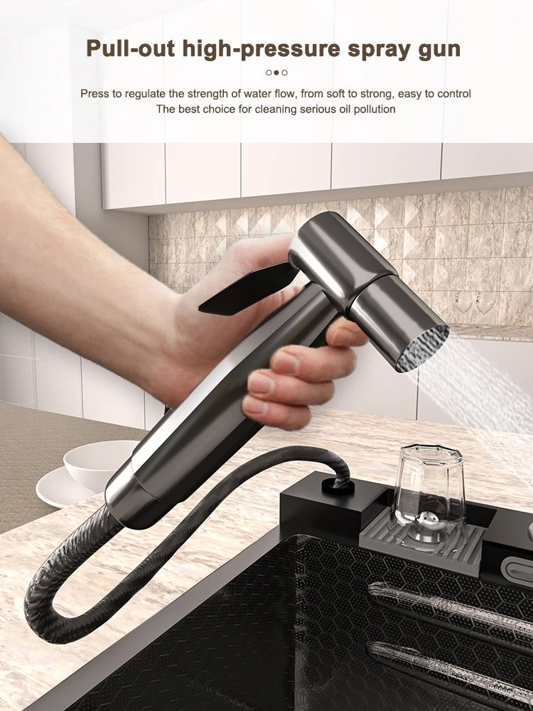 Stainless Steel Waterfall Sink Scratch Durable Resistant Large
