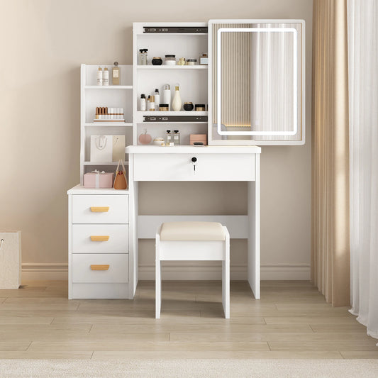 Vanity Desk Makeup Vanity Desk Sliding Mirror Lights