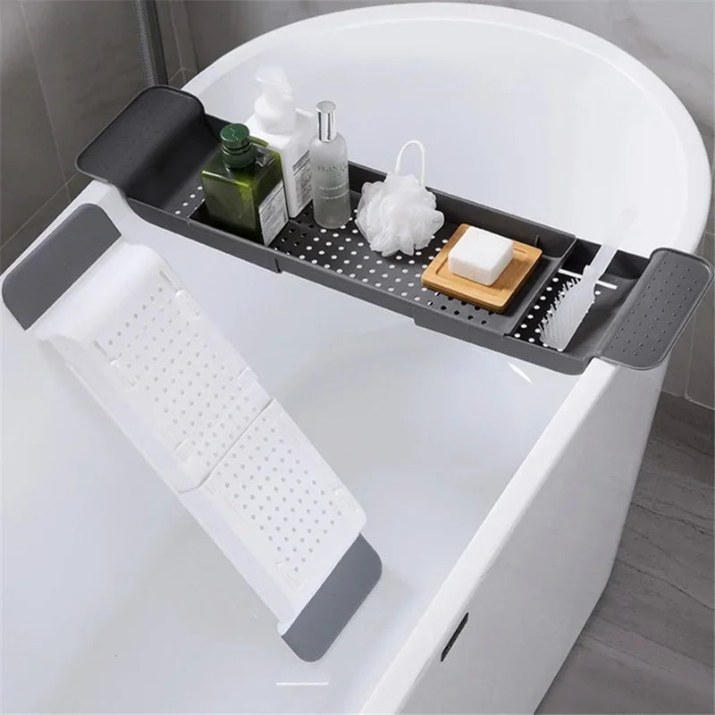 Bathtub Shelf Extendable Bathroom Tray Shower Caddy Bamboo