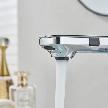 White Touchless Sensor Basin Faucet Smart Digital Display