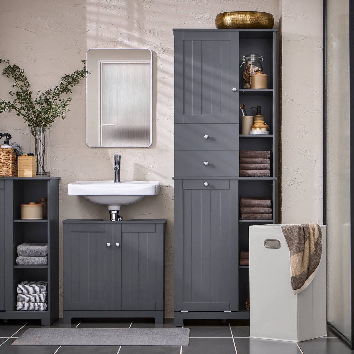 Sobuy Bzr104 High Wardrobe Fold-Out Bathroom Wardrobe Narrow