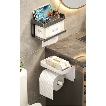 No Drill Toilet Paper Holder Wall Mounted Shelf