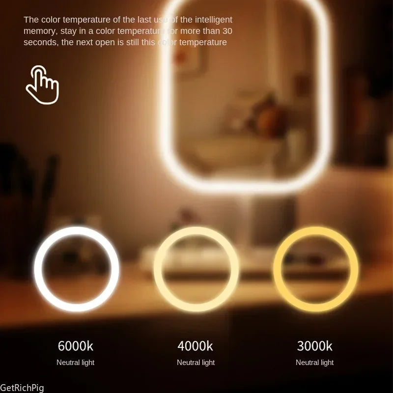 Unique Designer Vanity Mirror Three Colorsledlight Makeup Mirror