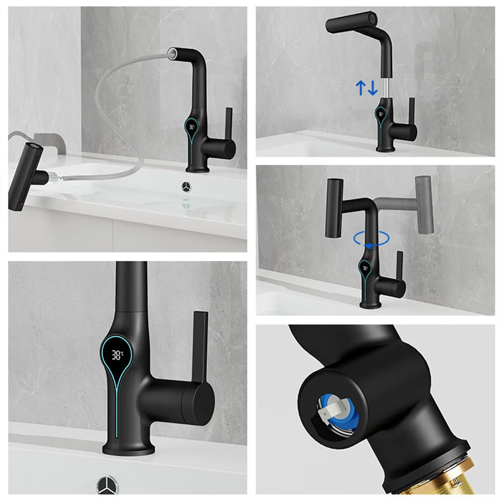 Multi Functional Waterfall Basin Faucet Mode Mixer Tap