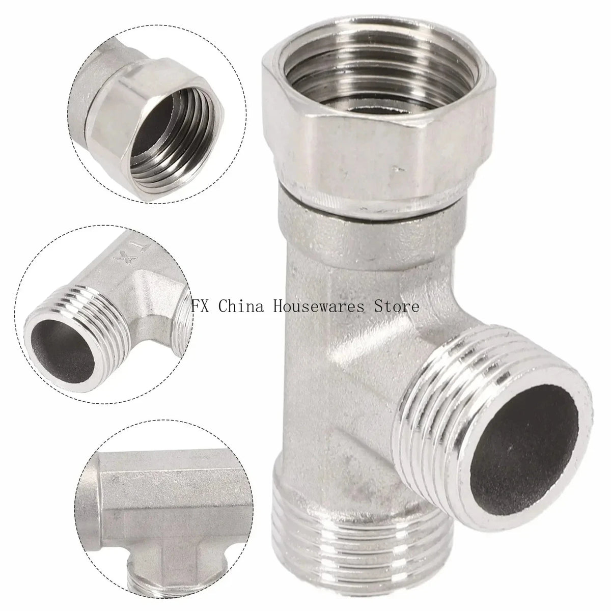 G1/2 Way T-Adapter Bathroom Shower Faucet Water Splitter