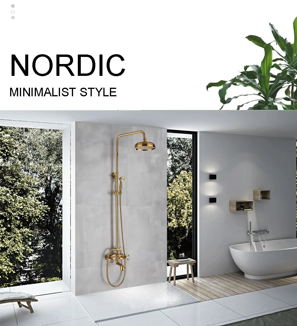 Golden Shower Bathroom Bath Shower Faucet Brass Swivel