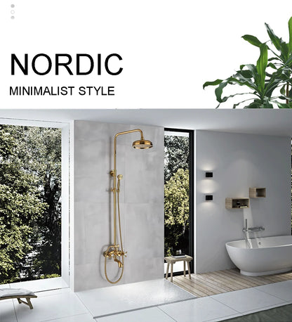 Golden Shower Bathroom Bath Shower Faucet Brass Swivel