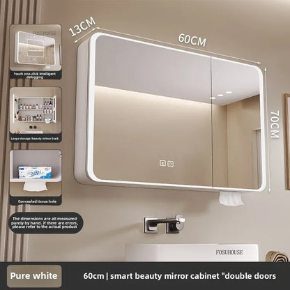 Arc-Shaped Smart Bathroom Mirror Cabinet Wall-Mounted Bathroom